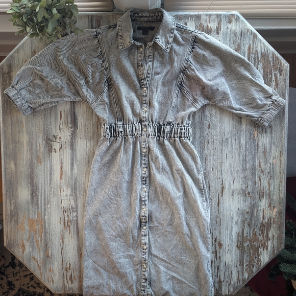 All Saints Osa Denim Midi Dress Gray Women's 4 - Picture 2 of 6